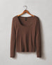 Women's Luxe Rib Square Neck Long Sleeve - Chicory Coffee